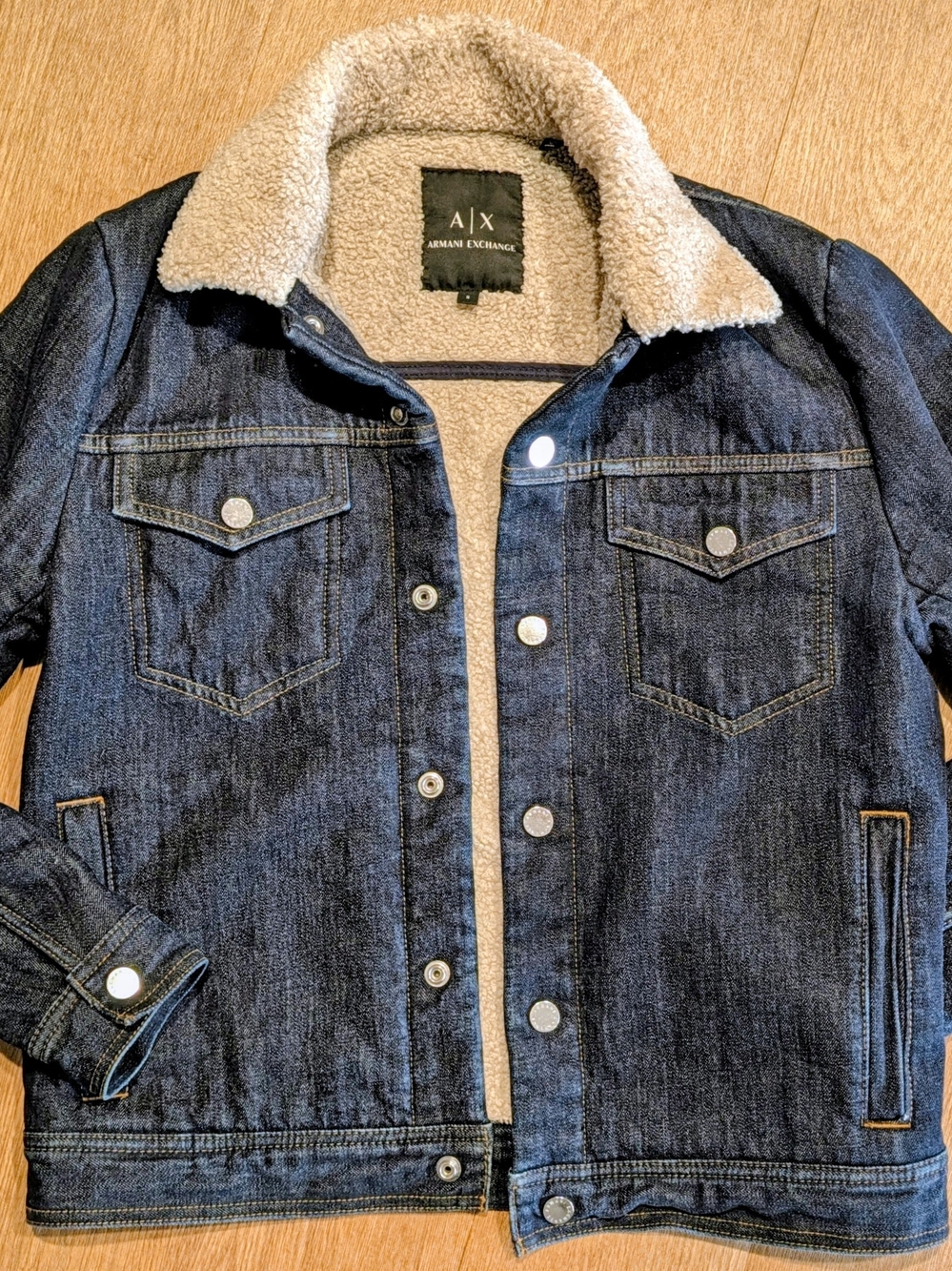 Armani Exchange Denim Sherpa-Lined Jacket